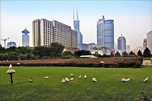 公园,摩天大楼,上海,中国,亚洲
