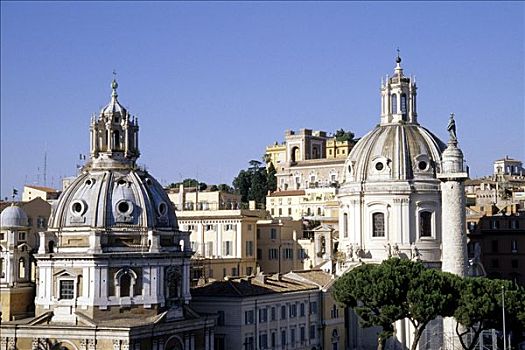 柱子,两个,教堂,圆顶,皇家,威尼斯广场,罗马,意大利,欧洲