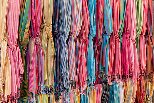 彩色,布,出售,街边市场,马略卡岛,巴利阿里群岛,西班牙,欧洲