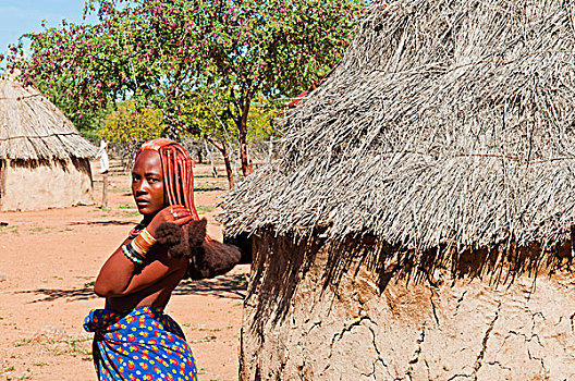 头像,辛巴族妇女,展示,发型,考科韦尔德,纳米比亚,非洲