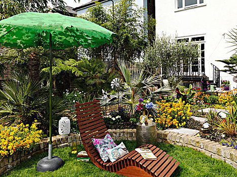 太阳椅,伞,花园