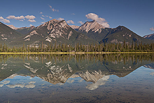 山,反射,碧玉国家公园,艾伯塔省,加拿大