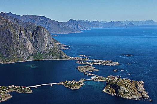 山,海岸,海洋,桥,罗弗敦群岛,北方,挪威