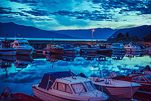 船,码头,黎明,风景,软,蓝色,色彩