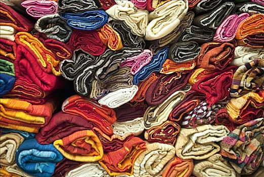 彩色,纺织品,麦地那,玛拉喀什,摩洛哥,非洲