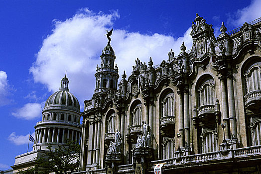 古巴,哈瓦那,剧院,国会大厦建筑,背景