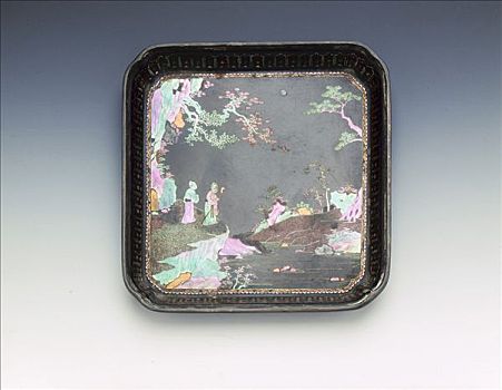 盘子,鲍鱼,珍珠母,瓷器,迟,17世纪,艺术家,未知