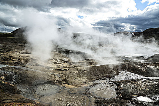 冰岛,温泉,蒸汽,高,温度,逆光