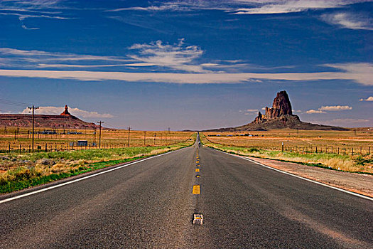 荒凉,道路,纪念碑谷,纳瓦霍,国家,亚利桑那,美国