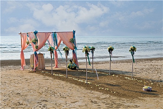 花饰,海滩,婚礼,场所