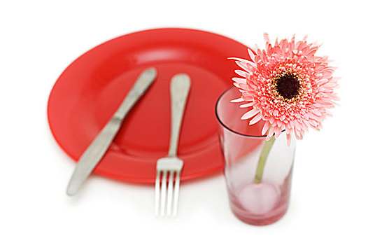 红色,盘子,桌子,器具,隔绝,白色