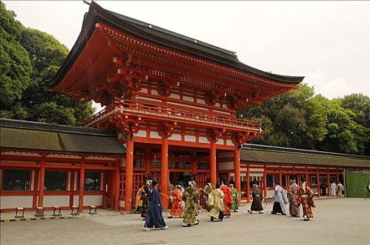 日本神道,牧师,离开,射箭,仪式,京都,日本,亚洲