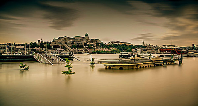 洪水,多瑙河,布达佩斯,匈牙利