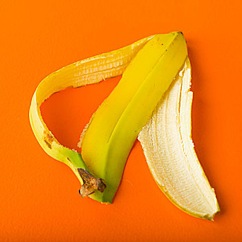 香蕉皮,橙色背景