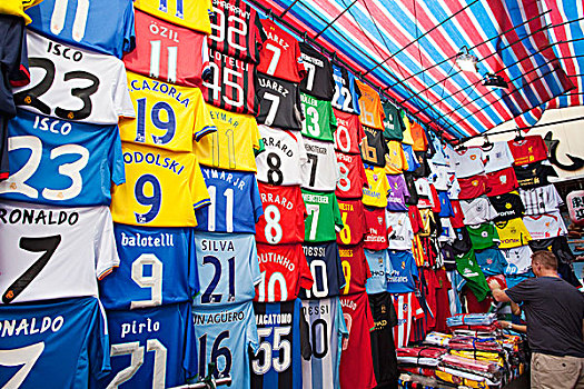 中国,香港,九龙,旺角,女性,市场,展示,足球,衬衫