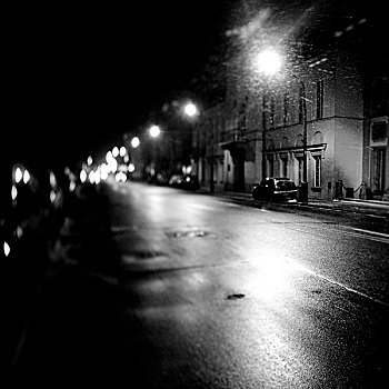 空,街道,夜晚,一月,鲜明,华沙,波兰