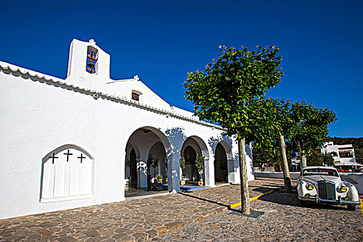 伊比萨岛,白色,教堂,巴利阿里群岛,西班牙