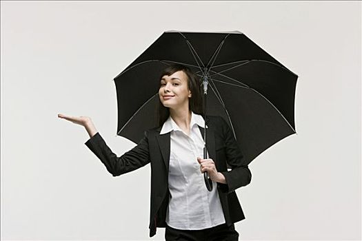 职业女性,拿着,伞