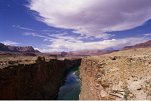 俯视,岩石,风景,科罗拉多河,亚利桑那,美国