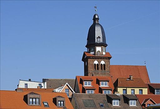 屋顶,历史,中心,教堂,梅克伦堡前波莫瑞州,德国,欧洲
