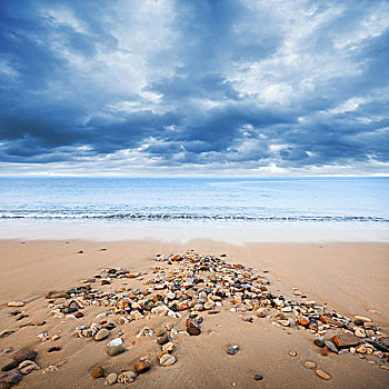 大西洋,海岸,湿,小,石头,沙子