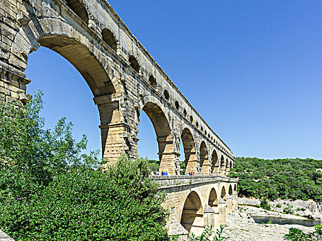 加尔桥,古老,罗马水道,朗格多克-鲁西永大区,法国,欧洲