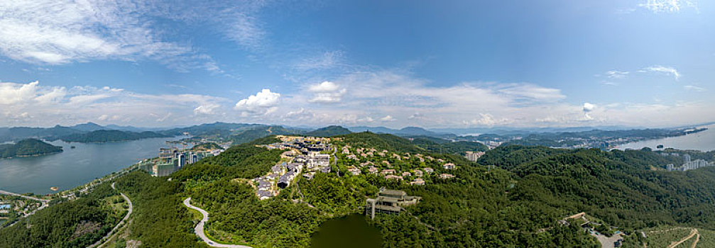 千岛湖天屿山航拍全景