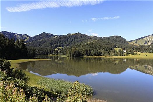 湖,山峦,阿尔卑斯山,上巴伐利亚,德国,欧洲