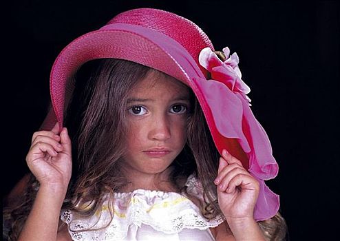 小女孩,孩子,红色,帽子,看,悲伤