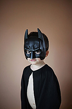 3岁,男孩,戴着,蝙蝠侠,服饰