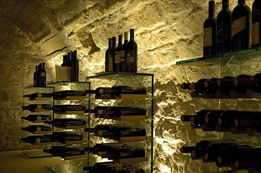 葡萄酒瓶,地窖,布尔根兰,奥地利