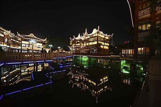 历史,中心,上海,夜景,中国,亚洲