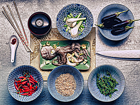 成分,餐具,韓國,墨魚,食物