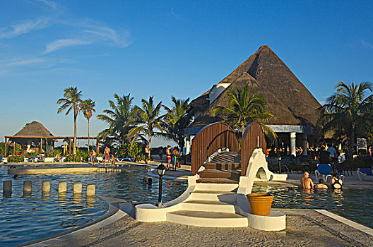 游泳池,胜地,海滩,马雅里维拉,尤卡坦半岛,墨西哥