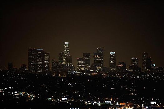 航拍,城市,夜晚,洛杉矶,加利福尼亚,美国