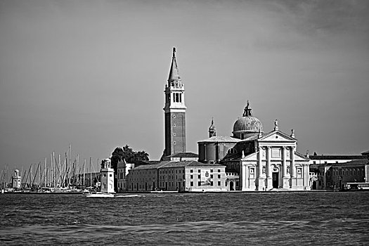 风景,威尼斯,世界遗产,黑白,图像,威尼托,意大利,欧洲