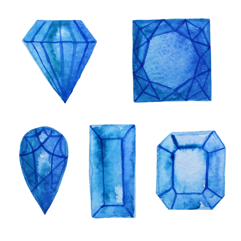 水彩宝石钻石画法图片