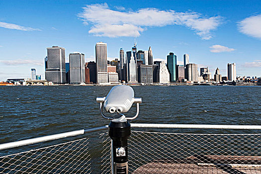 投币设备,双筒望远镜,风景,曼哈顿,天际线,纽约,美国