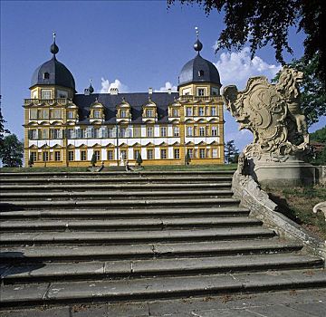 宫殿,城堡,楼梯,公园,班贝格,弗兰克尼亚,德国,欧洲,世界遗产