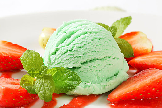 绿色,冰淇淋,草莓