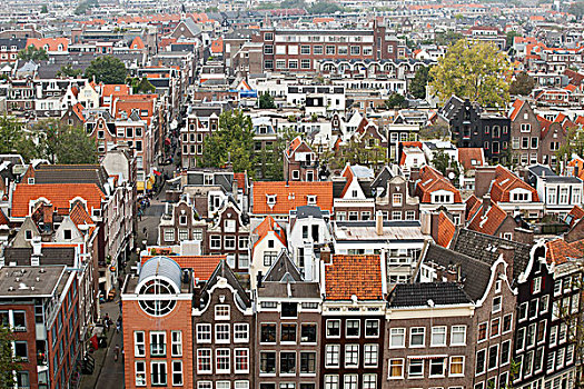 风景,上方,乔达安,居民区,阿姆斯特丹,荷兰,欧洲