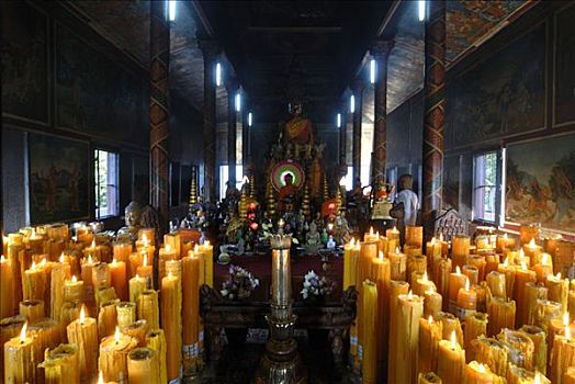 蜡烛,佛像,金边,柬埔寨