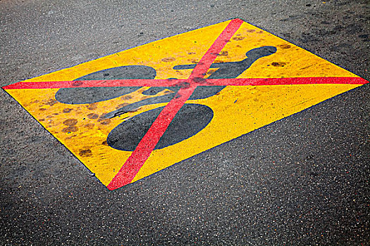自行车,交通,禁止,路标,沥青,道路