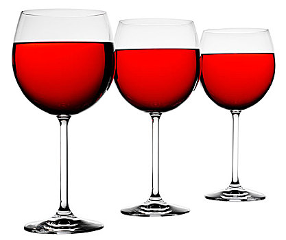 三个,玻璃杯,红酒,抠像