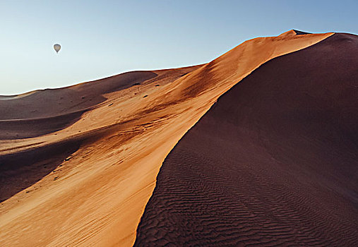 沙丘,沙漠,热气球,蓝天