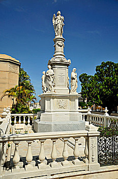 雕塑,天使,一个,雄伟,陵墓,墓地,哥伦布,哈瓦那,古巴,加勒比