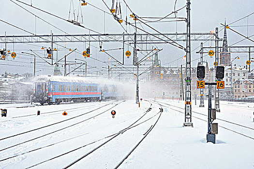 列车,车站,冬天