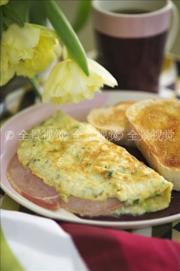 火腿,煎蛋饼,药草_高清图片_全景视觉