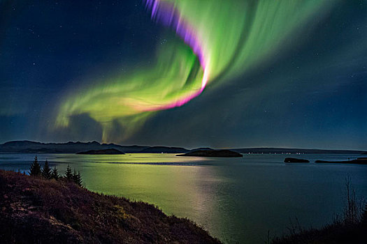 北极光,上方,湖,国家公园,冰岛,公园,世界遗产