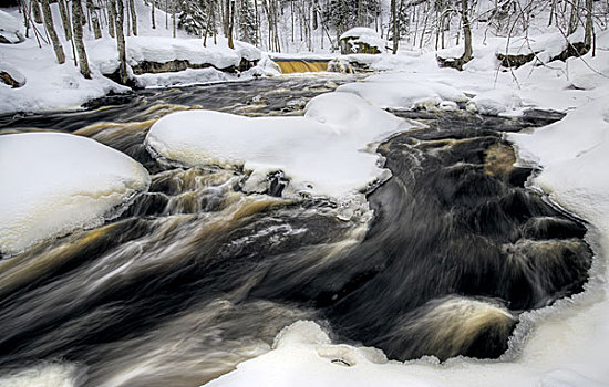 流动,冬天,水,瀑布,爱沙尼亚
